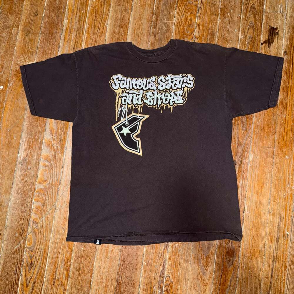 Famous Stars and Straps Vintage Y2K Graffiti Logo T-Shirt